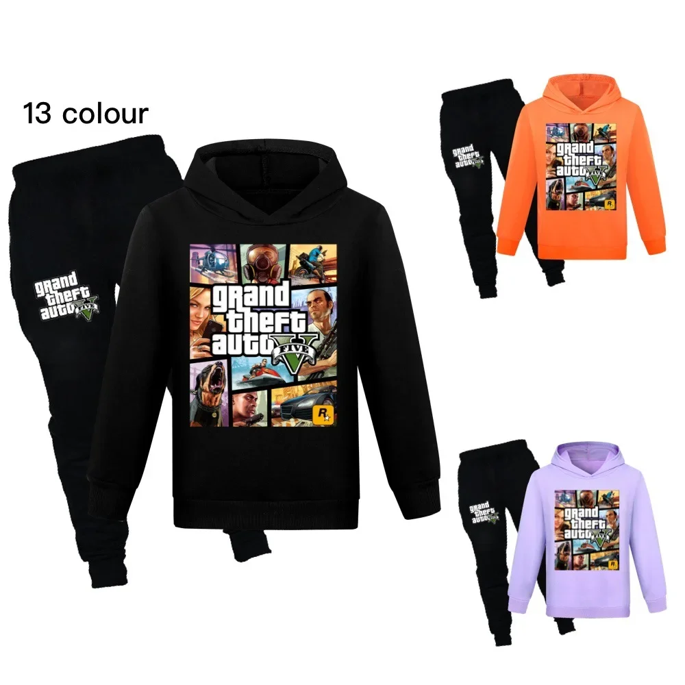 2-16 Anni Gioco Gta 5 Tuta Con Cappuccio Bambini Gta V Grand Theft Abbigliamento Auto Abbigliamento Per Bambini Ragazzi Felpe Con Cappuccio Pantaloni 