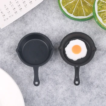 Alternative view of 1pc 1:12 Dollhouse Miniature Plastic Frying Egg Pans for Dolls House Cooking Ware Play Kitchen Toy Accessories