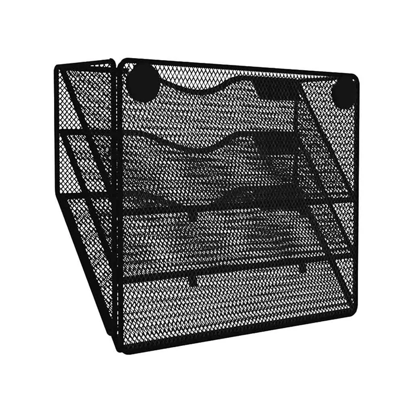 3 단 마그네틱 파일 거치대, 드릴링 없음, 장착 탄창 없음, 냉장고 사무실용 정리함 블랙