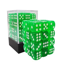 Bescon 12mm 6 Sided Dice 36 in Brick Box, 12mm Six Sided Die (36) Block of Dice, Translucent Green with White Pips 1