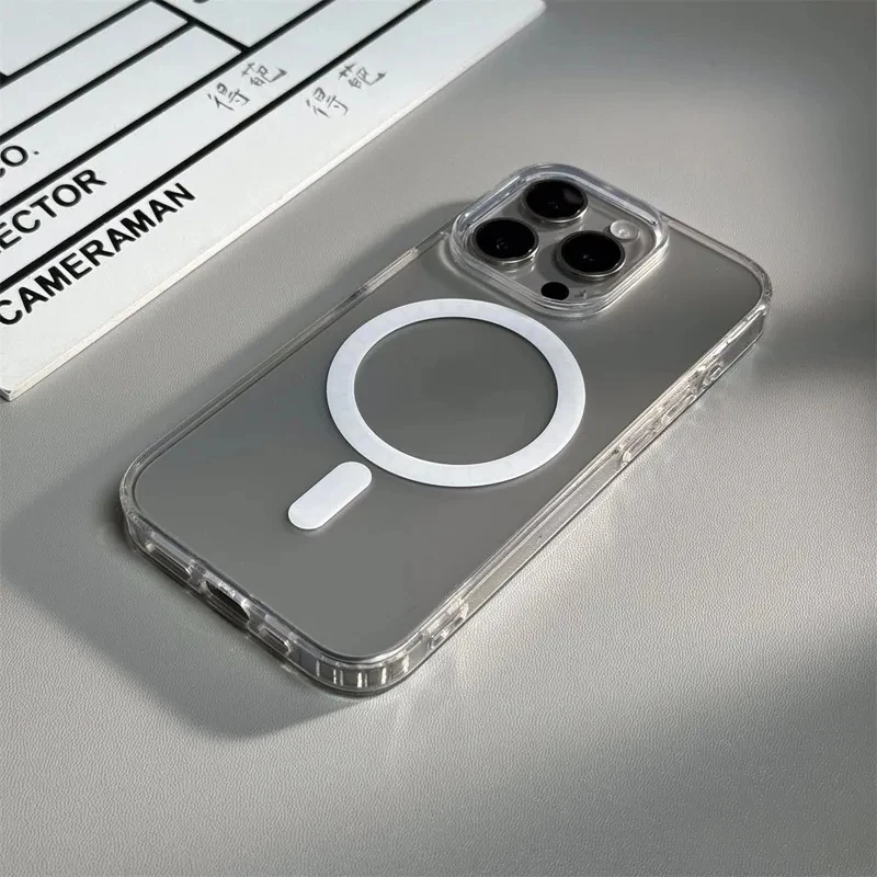 Luxury Matte Translucent Magnetic Wireless Charging Case - Clear Hard Back Cover