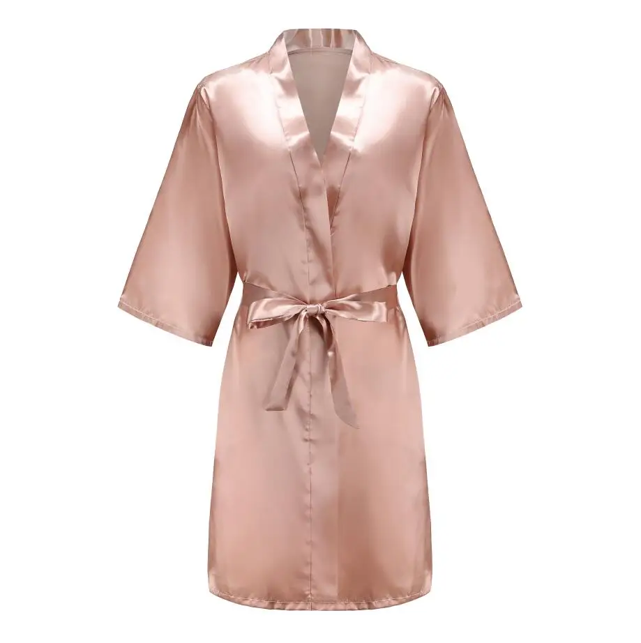 Bride Bridesmaid Wedding Robe Kimono Bathrobe Gown Nightgown Casual Satin Short Women Sexy Nightwear Sleepwear YS1666 6