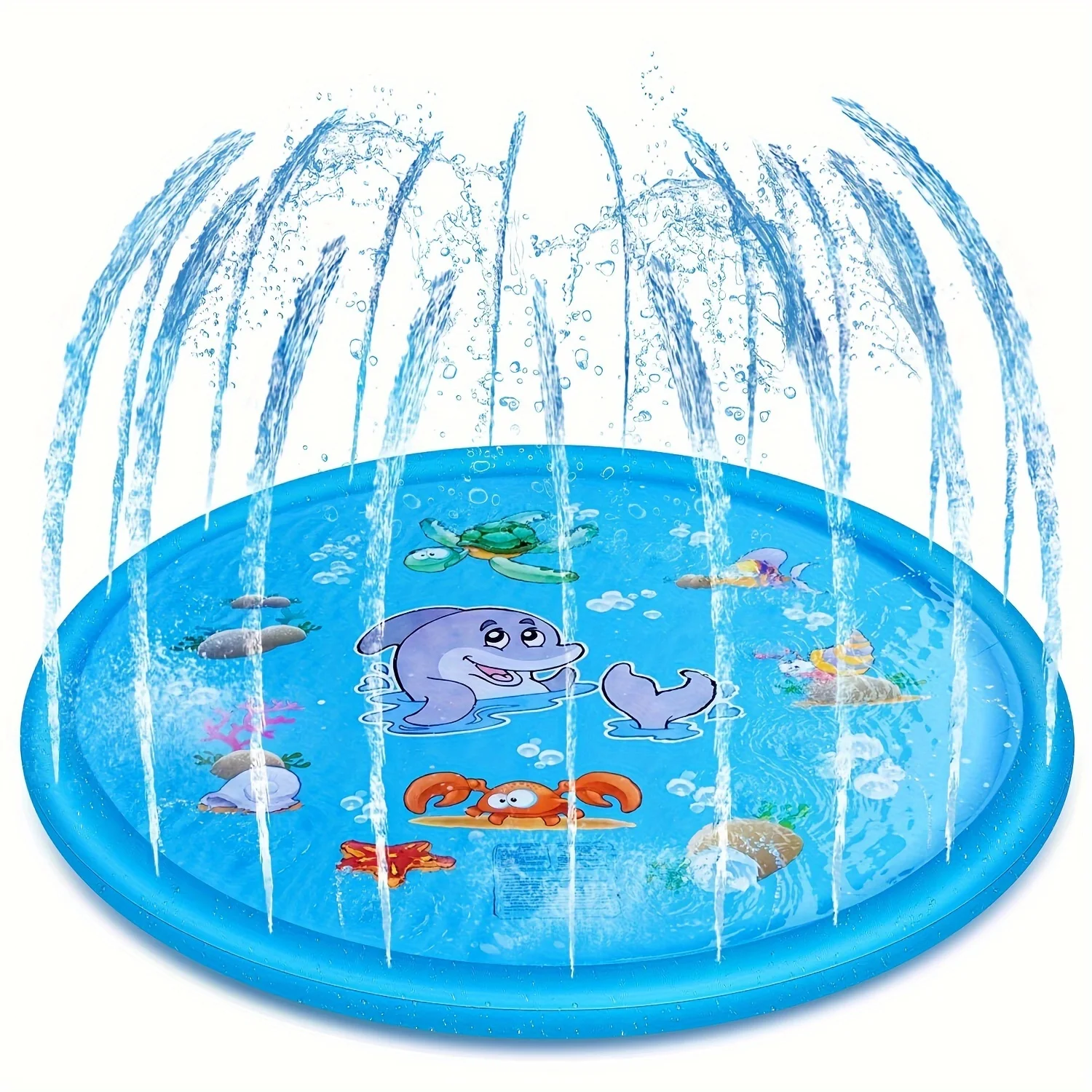 39.37inch Round Splash Pad Kids Sprinkler Pool Summer Outdoor Water Toys Fun Backyard Fountain Play Mat for Children And Pets 4
