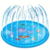 39.37inch Round Splash Pad Kids Sprinkler Pool Summer Outdoor Water Toys Fun Backyard Fountain Play Mat for Children And Pets 4