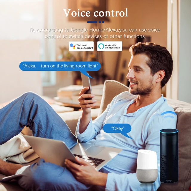 AUBESS 10A Mini Smart Switch 2 Way Control WiFi DIY Light Switches Smart Home Automation Relay Voice For Alexa Google Home 3