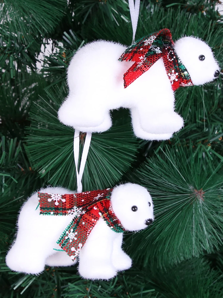 Christmas decorations white bear pendants Christmas tree ornaments polar bear figurines christmas outdoor decoration 1pcs