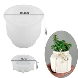 Round Stripe Flowerpot Silicone Mold (Large)