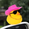 Rubber Car Duck Decoration Dashboard Car Ornament , Accessories with Mini Sun Hat Swim Ring Necklace and Sunglasses 6