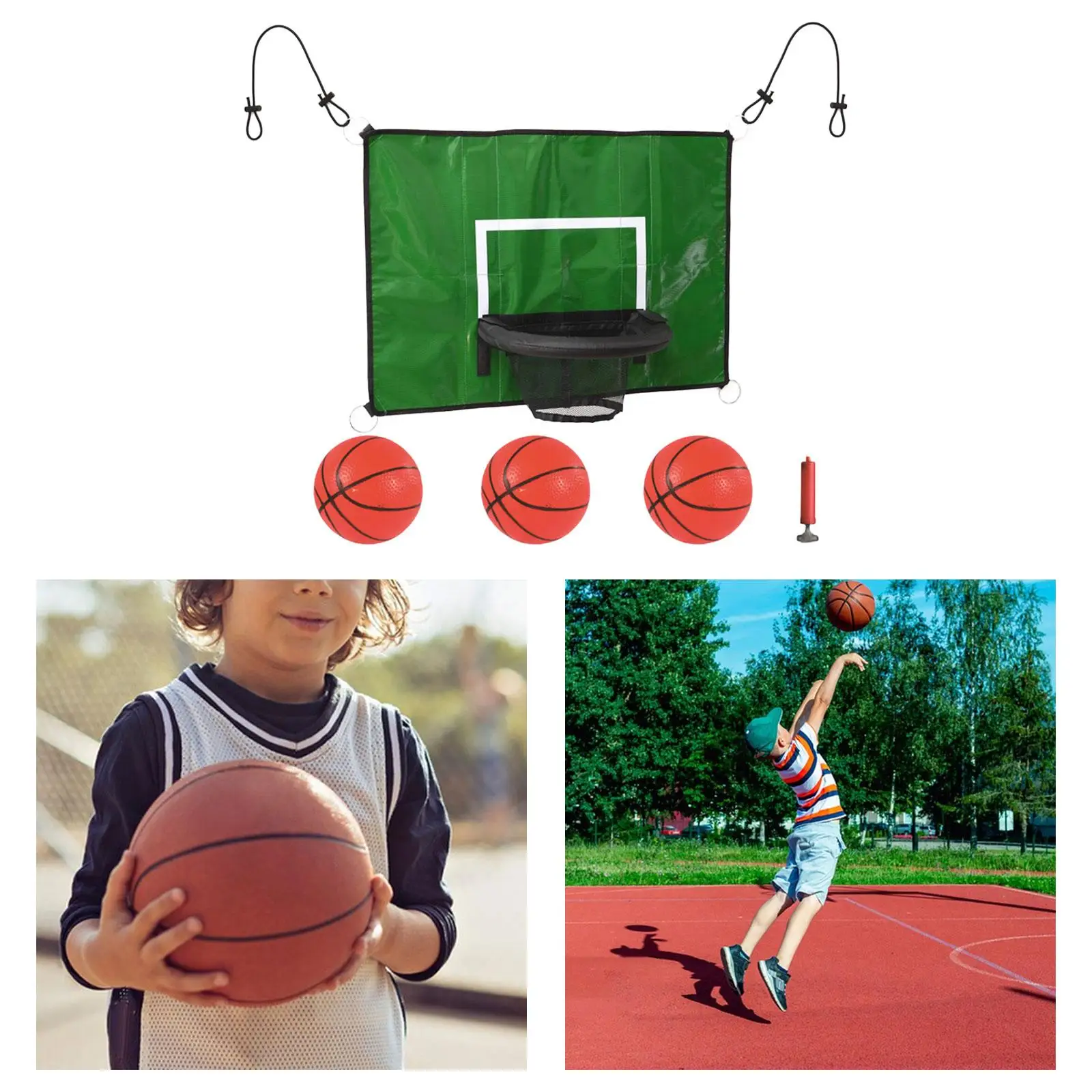 Trampoline Basketball Hoop Attachment Easily Install for Backyard Accessory Universal with Mini Balls Waterproof Portable