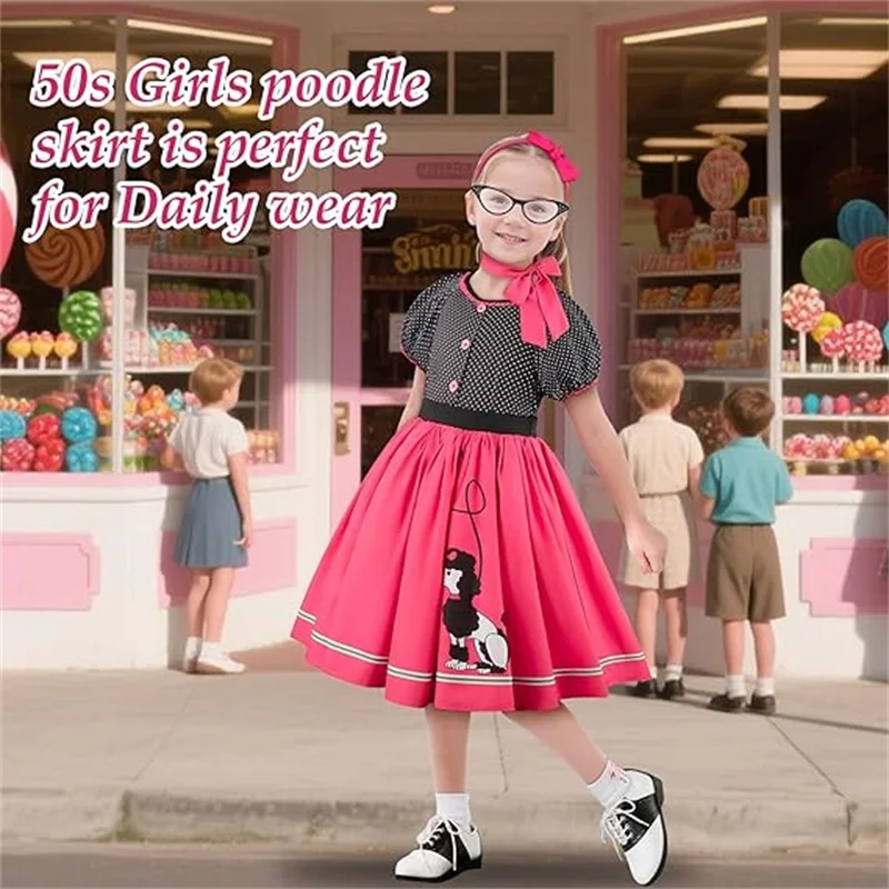 Kids 1950s Poodle Skirt Costume 3