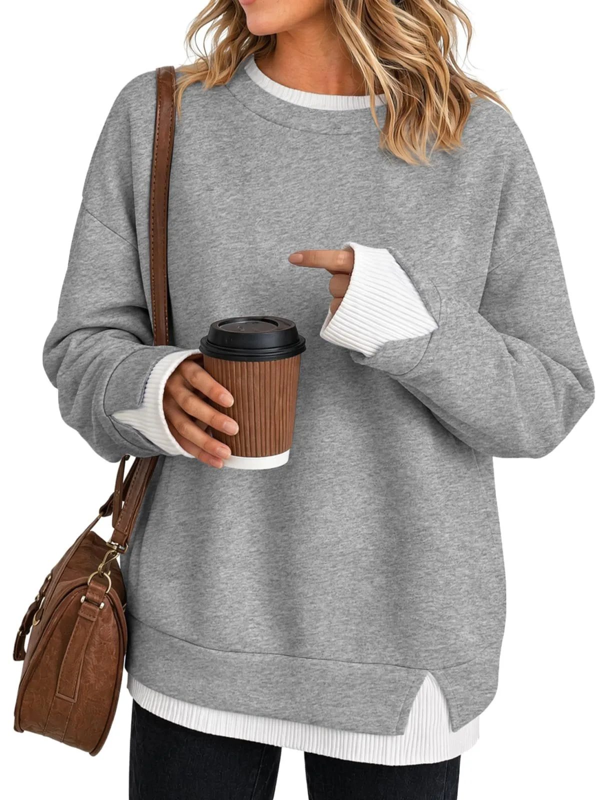 Loose Fit Pullover Hoodie Regular Length American and European Style with Mock Two Regular Thickness Casual Women Sweatshirts