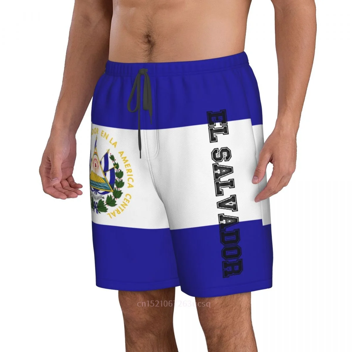 2023 Summer Polyester El Salvador Country Flag 3D Printed Men's Board Shorts Beach Pocket Running Summer Pants 3