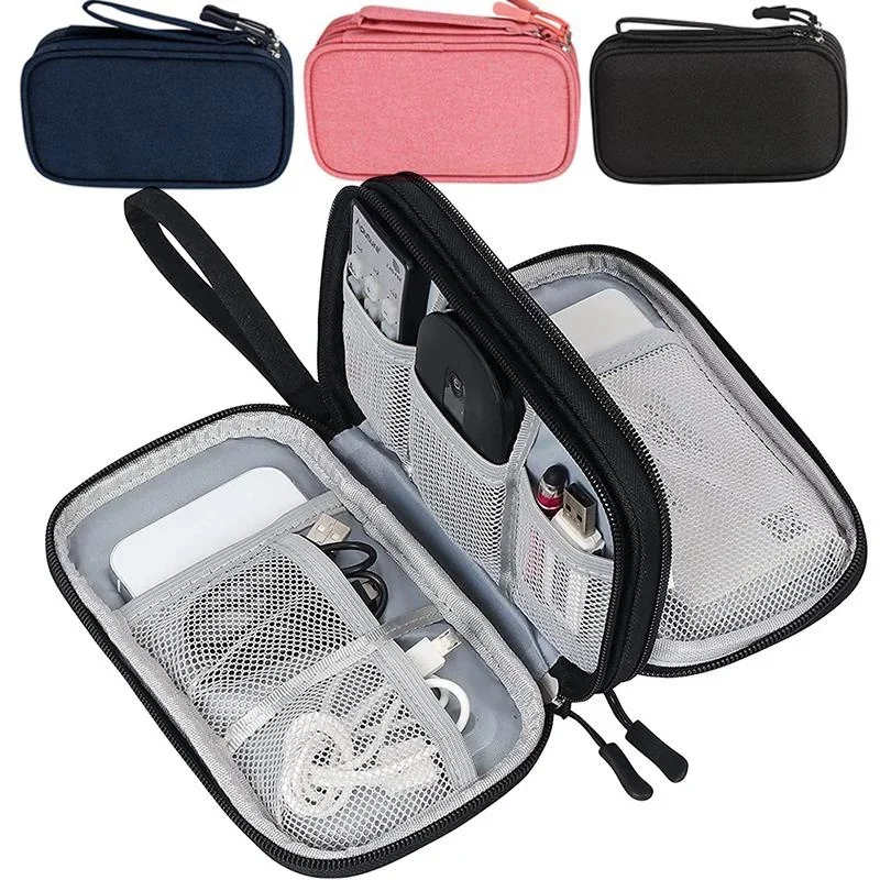 Travel Organizer Bag Cable Storage Organizers Pouch Carry Case Portable Waterproof Double Layers Storage Bags for Cable Cord