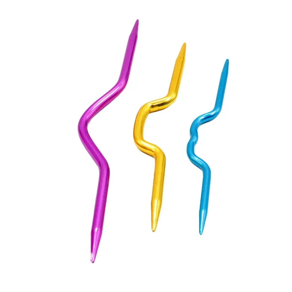 3 Pieces Aluminum Cable Stitch Knitting Holders Needles for DIY Sewing Knitting-Length 90mm/100mm/120mm