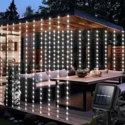 Outdoor Solar LED Waterproof Fairy String Lights - 300 LEDs Garland Decoration - 3MX3M 300LEDS (WHITE)
