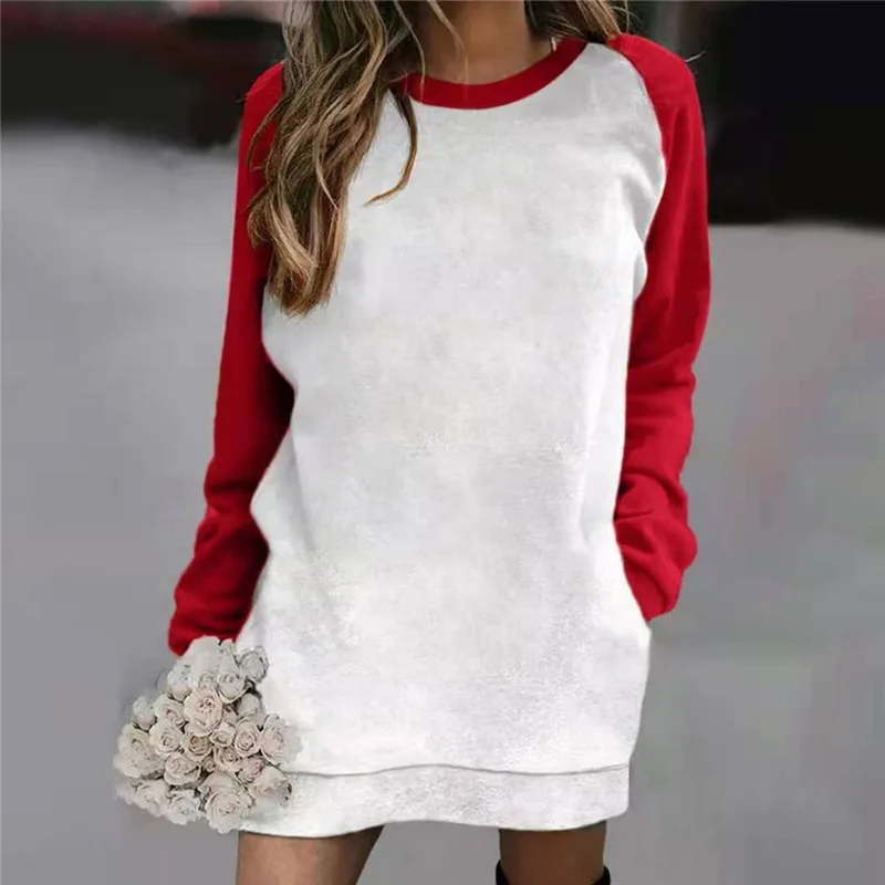 

2022 Spring Casual Women's Sweatshirt Dress Long Sleeve Pocket Sport Midi Dresses Female Casual Sport Fashion Clothes Lady