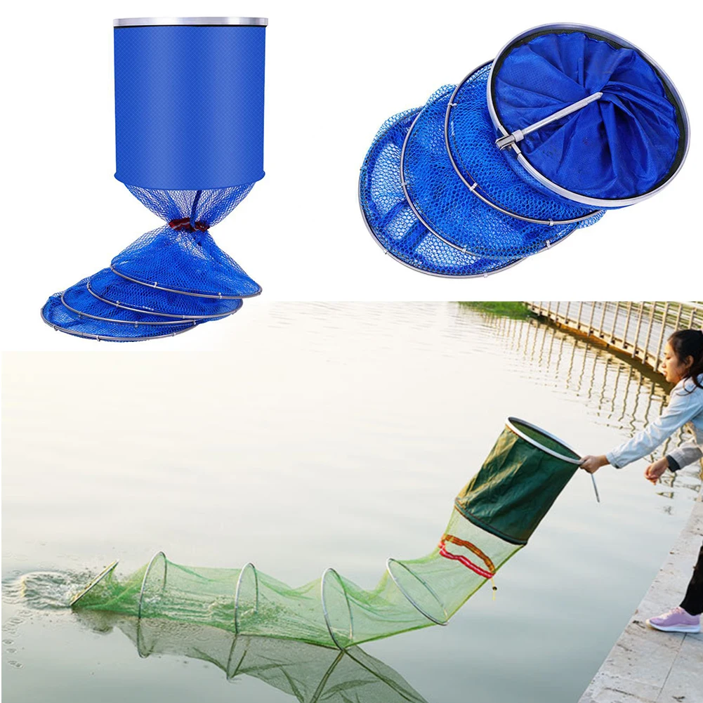 Portable Fishing Net Fish Storage Fishing Accessories Steel Ring Folding  Fish Cage Fishing Trap Net Fish Basket Tackle - AliExpress