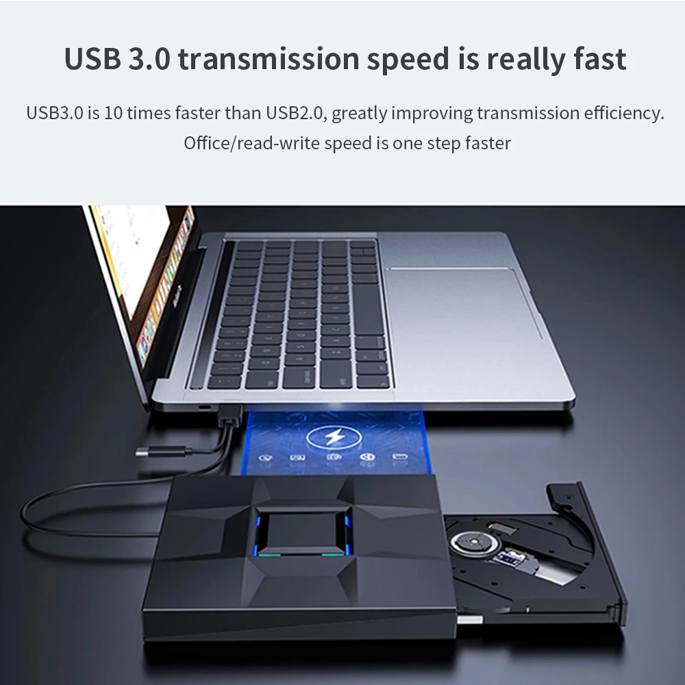 TISHRIC USB 3.0 C 타입 외장 DVD 드라이브 CD 플레이어, CD DVD RW 광학 드라이브, DVD 버너 DVD 라이터, 노트북 노트북용