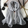 New Fashion Spring/Summer Women Solid Color Headband Beach Chiffon Scarf Shawls Female Long Wraps Panama Beach Sunscreen Hijab 4