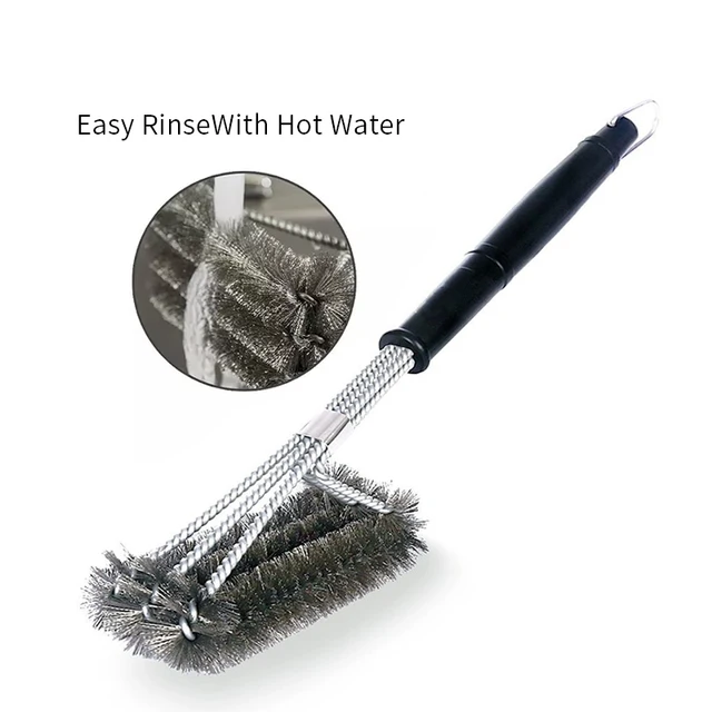 Grill Rozsdamentes Acél Bbq Kefe Sörték Nem Tapadó Tisztító Kefék Fogantyúval Távolítsa El A Foltokat Kiegészítők - Image 5