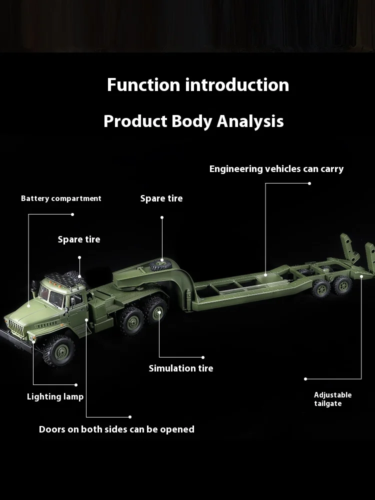 1: 16 Remote-Controlled Transport Vehicle Full Scale Military Ural Trailer Military Card Rc 6-Wheel Drive Remote-Controlled Toy 4