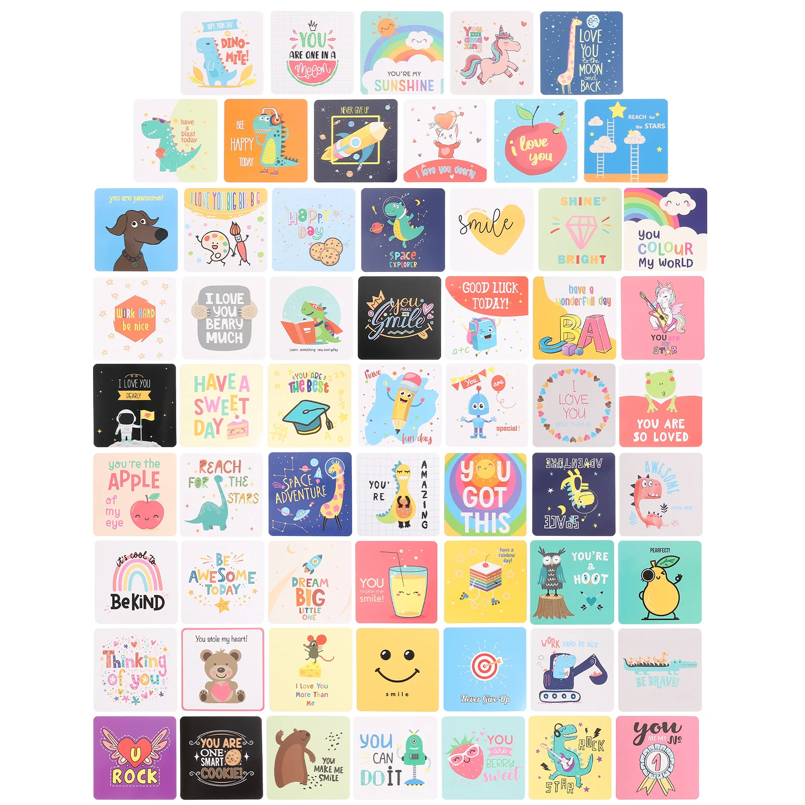 

60 Pcs Cute Encouragement Note Card Positive Cards Gaming Greeting Lunchbox Motivational for Kids Games