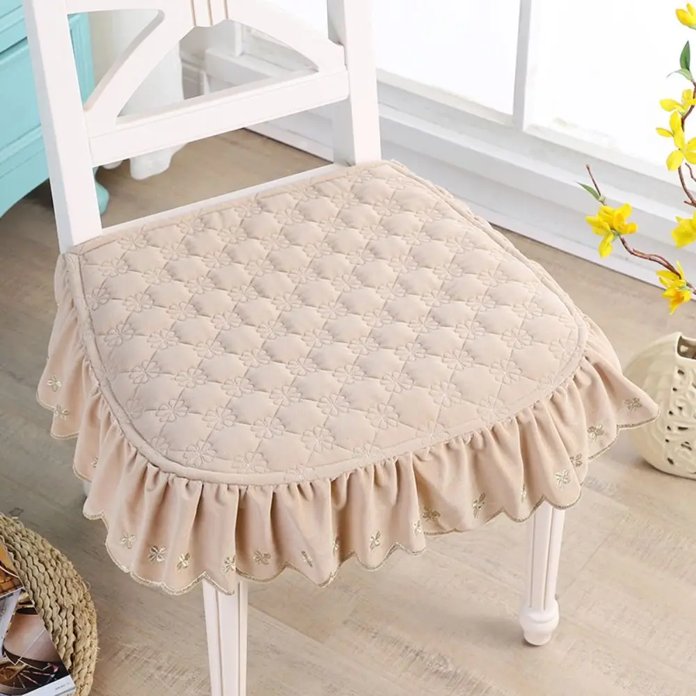 43x45cm Pastoral Style Dining Chair Cushion Non-Slip Breathable Velvet Square Chair Pad Soft Anti-dirty Dormitory Chair Cushion