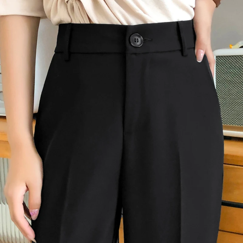 Formal Black Pants Women Office Lady Style Work Wear Summer Thin High Quality Trousers Chiffon Pant Female Business Design S-4XL