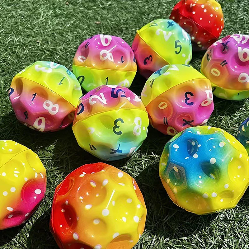 

High Resilience Hole Ball Soft Bouncy Ball Anti-fall Moon Shape Porous Bouncy Ball Kids Indoor Outdoor Toy Ergonomic Design