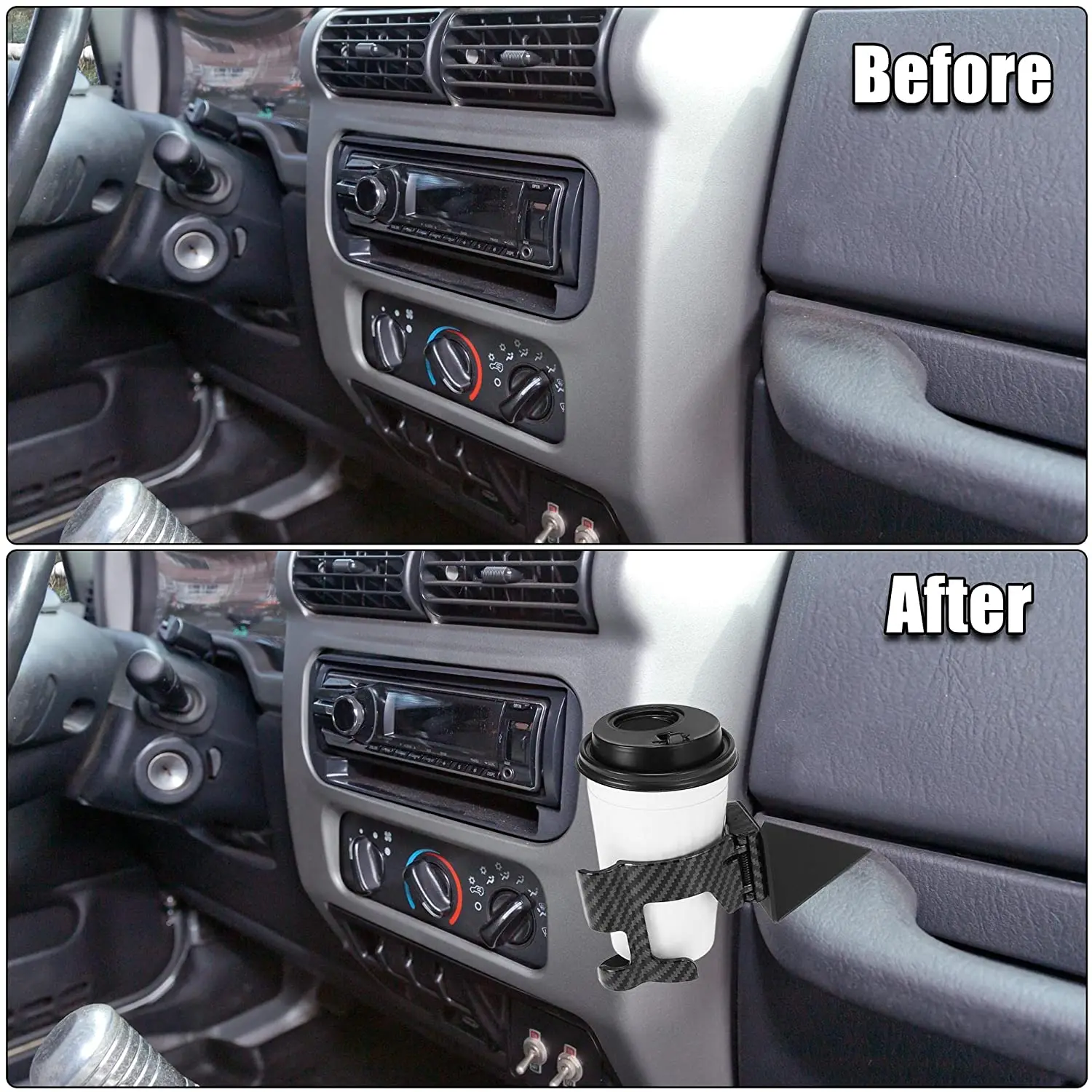 지프 랭글러 용 자동차 컵 홀더 TJ JK JL Gladiator JT 1997 + 음료 주최자 병 클램프 전화 브래킷의 자동 대시 보드 삽입