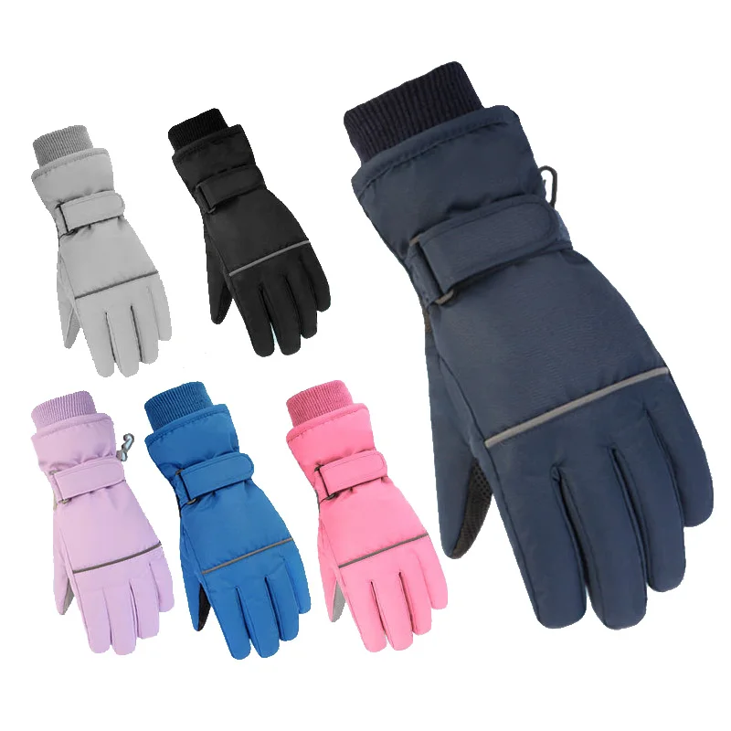 Waterproof Adult Kids Ski Gloves Thick Children Mittens Snowboard Outdoor Snow Child Winter Gloves for Boys Girls Fleece Lining цена и фото