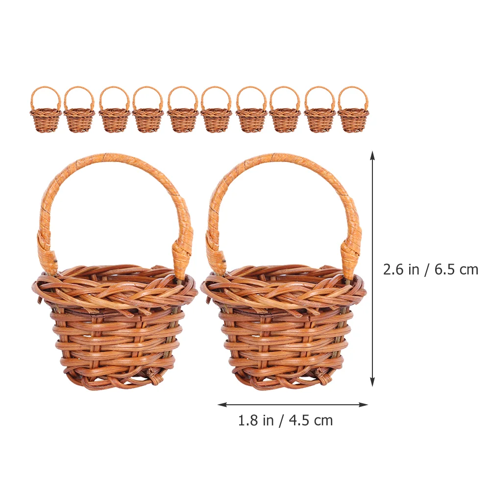 12 Pcs Mini Shopping Basket Stylish Rattan Model Miniature Flower Portable Handheld Decorative House Baskets 6