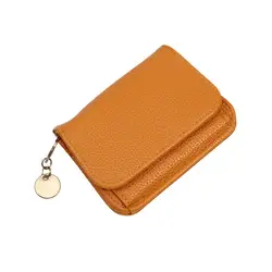 Vintage Solid Color Minimalist Bifold Wallet with Snap Closure (Yellow)