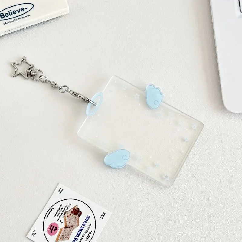 Card Clip, Keychain Sleeve, Transparent Acrylic Badge ID, Album Photo Frame, Convenient and  Practical  for  Going  Out