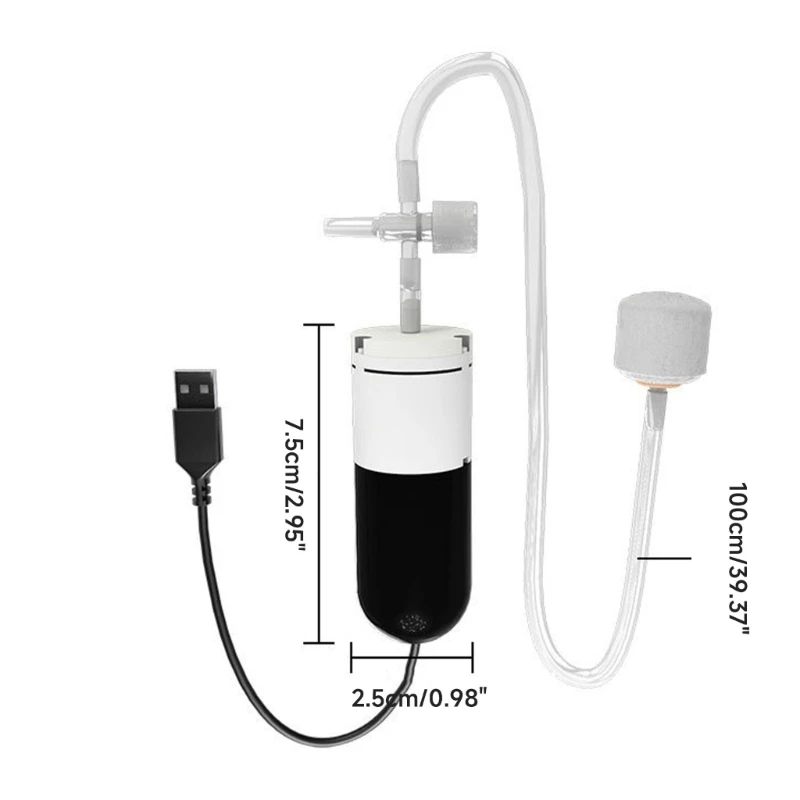 652F 휴대용 USB 수족관 공기 펌프 실내 실외 사용을 위한 조용한 수조 통풍 장치