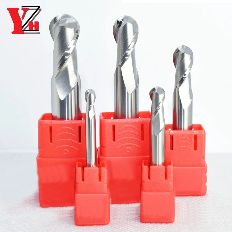 HRC55 Aluminium-Kugelfräser 2F Wolframstahl-Werkzeug CNC R0.5 R0.75 R1 R1.25 R1.5 R1.75 R2 R3 R4 R5 R6 R7 R8 R9 R10