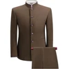 Solid Color Tailor-made Single Breasted Stand Lapel Formal Men's Suits African Male Clothing Formal 2 Piece Jacket Pants Terno 3