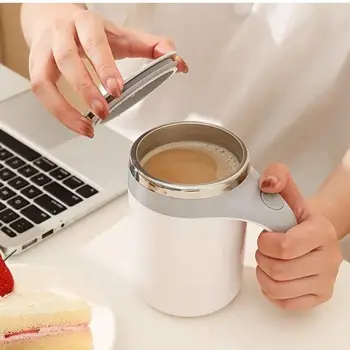 Portable Stainless Steel Brewing Coffee Mug, Reusable Rotating Electric Mixing Cup, Automatic Magnetic Stirring 1