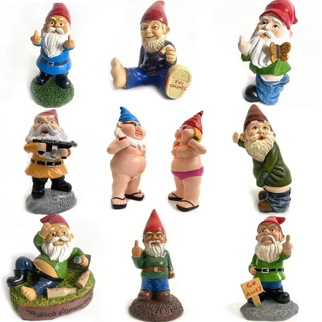 Naughty Garden Gnome Sculpture Ornament 1