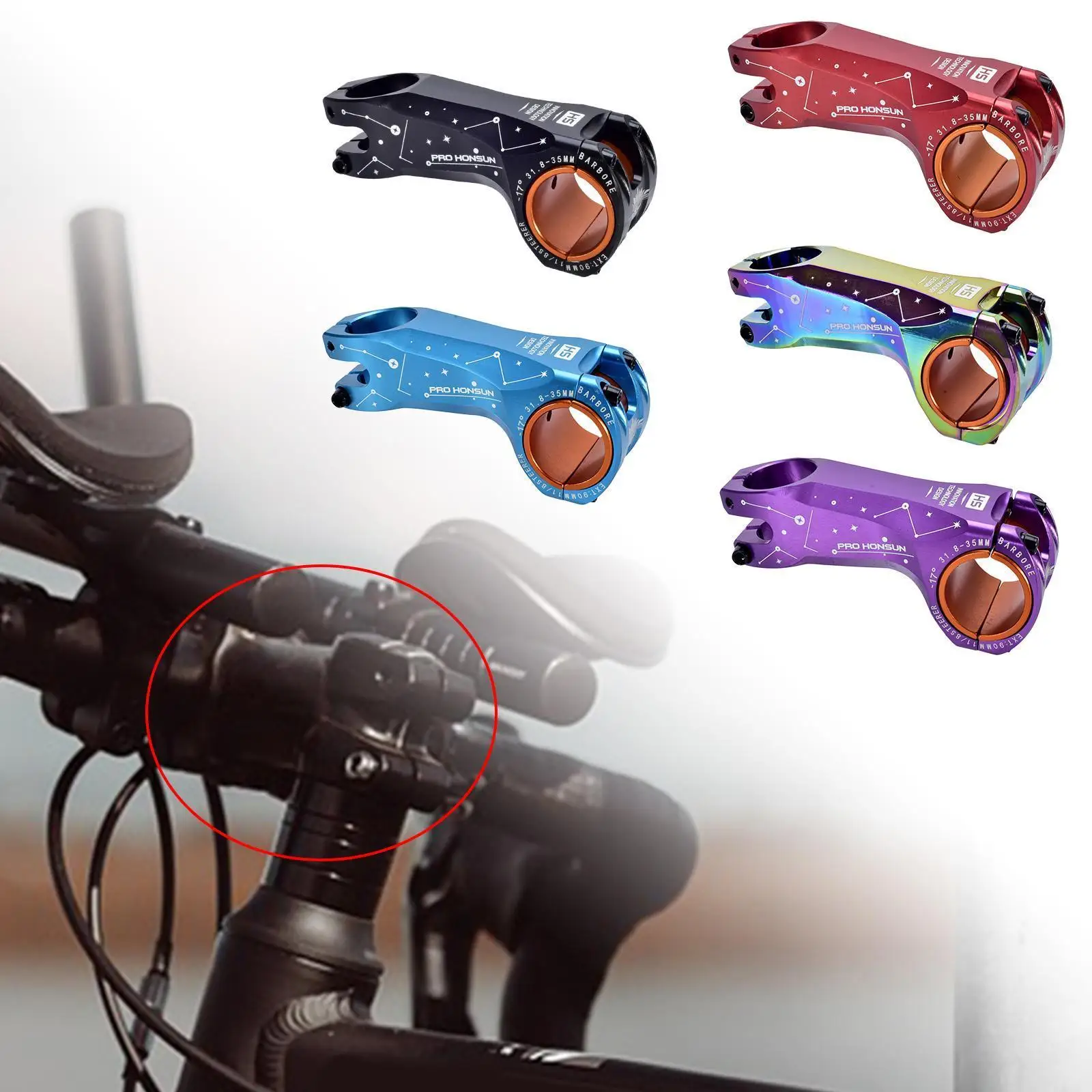 MTB 스템 산악 자전거 핸들 바 스템, 스템-17 도 31.8, 90mm