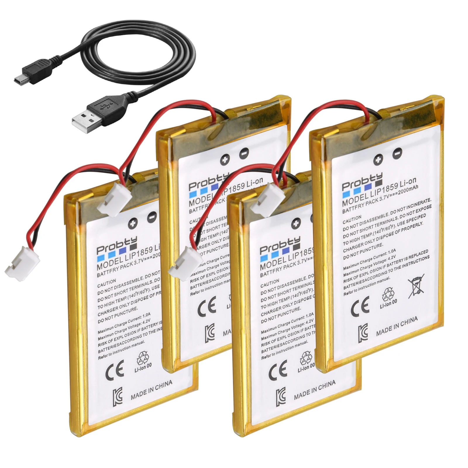 Batteria Lip1859 Da 4 Pezzi Per Controller Wireless Dualshock Sony Ps3 Playstation 3 Con Cavo Micro