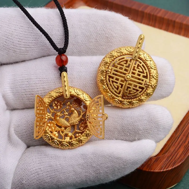 Chinoiserie Vintage Gold-plating Hollowed Out Encounter Luck Can 