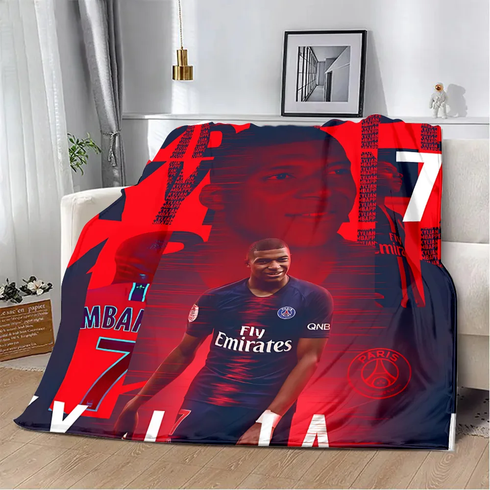 Printed Blanket Picnic Blanket Football K-Kylian Star M-Mbappé  Warm Blanket Soft and Comfortable Home Travel Birthday Gift 3