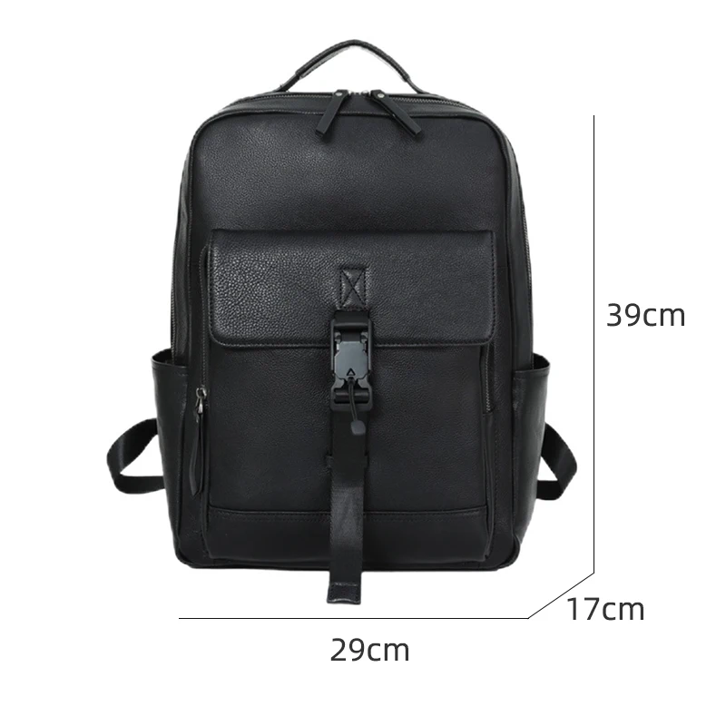 New Large Travel Backpack Teenagers School Book Bag Cowhide Genuine Leather Male Leisure Bag Men Laptop Notebook Backpack