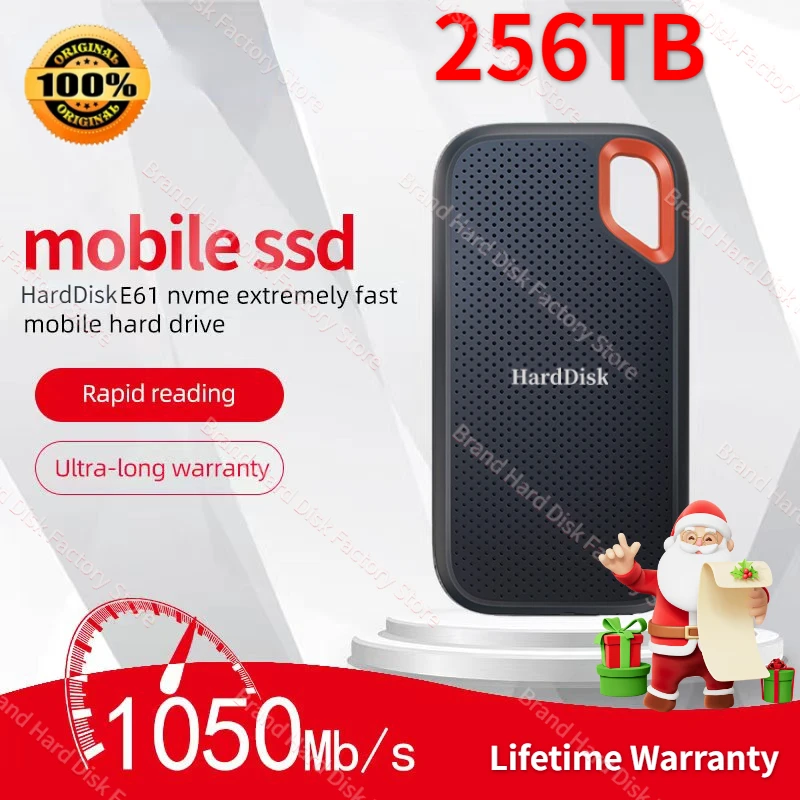 

100% Original Portable External SSD Hard Drive 2TB 256TB Speed 1050MB/S HHD Hard Drive Solid State Disk for Laptop mac PS5