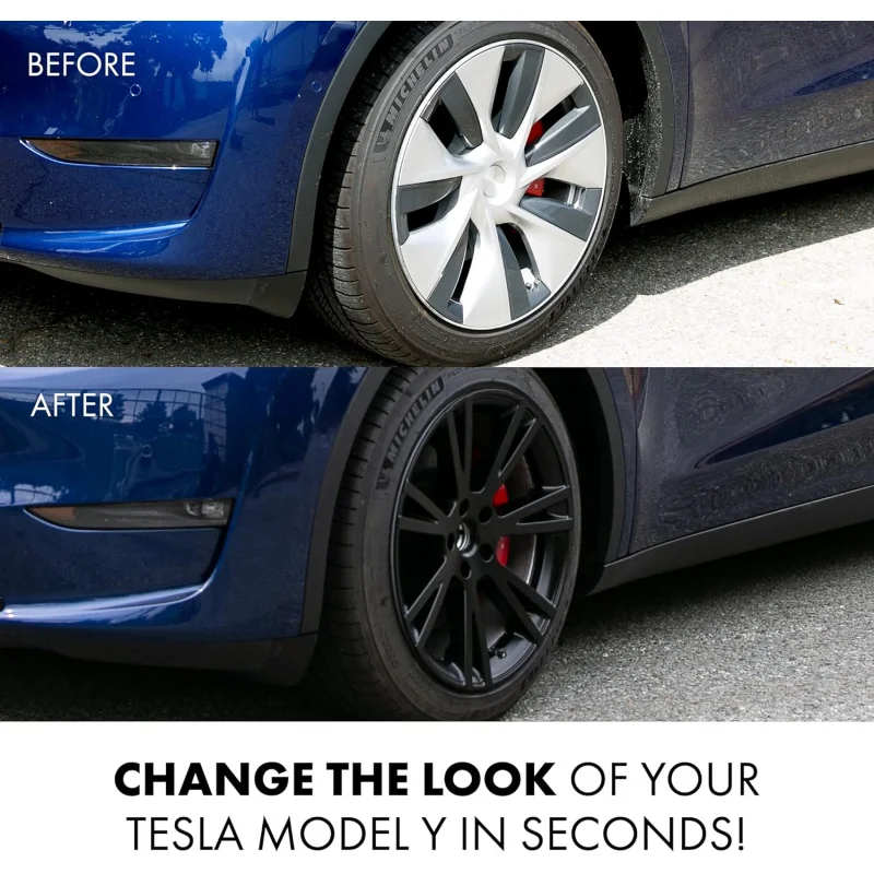19-Inch Hub Caps fits-Model Y, Replacement Wheel Covers (Set of 4, Matte Black)