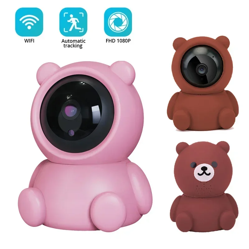 

2MP WiFi IP Camera Cartoon Bear CCTV Surveillance Auto Tracking Camera Indoor Baby Monitor Mini Camera Home Security