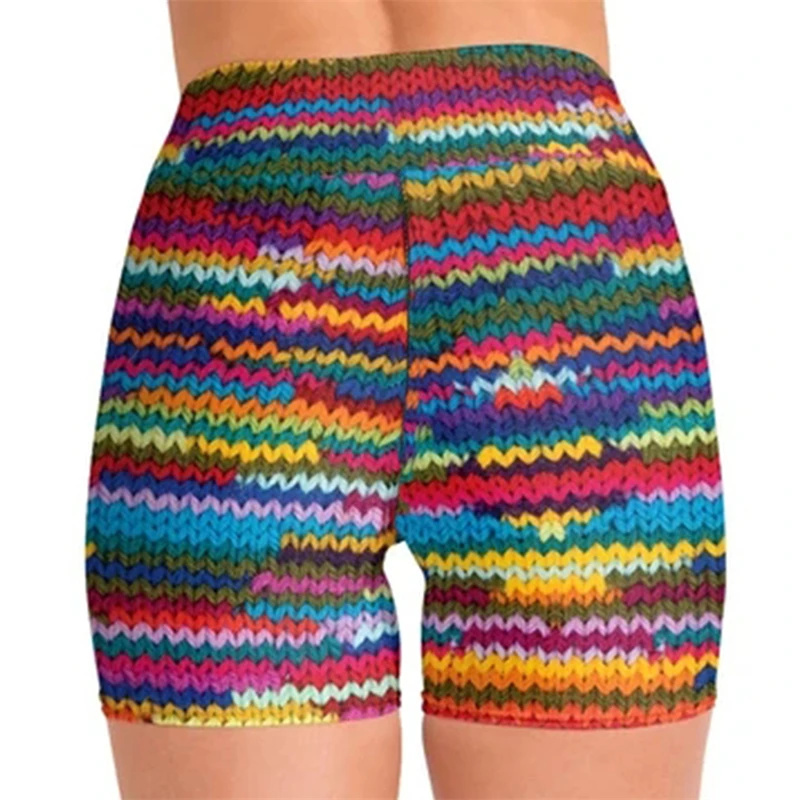 Short Gym Woman High Waist Harajuku Summer Clothes Push Up Sporty Ladies Sexy Cute Tight Yoga Short Pants Women Wool Printing