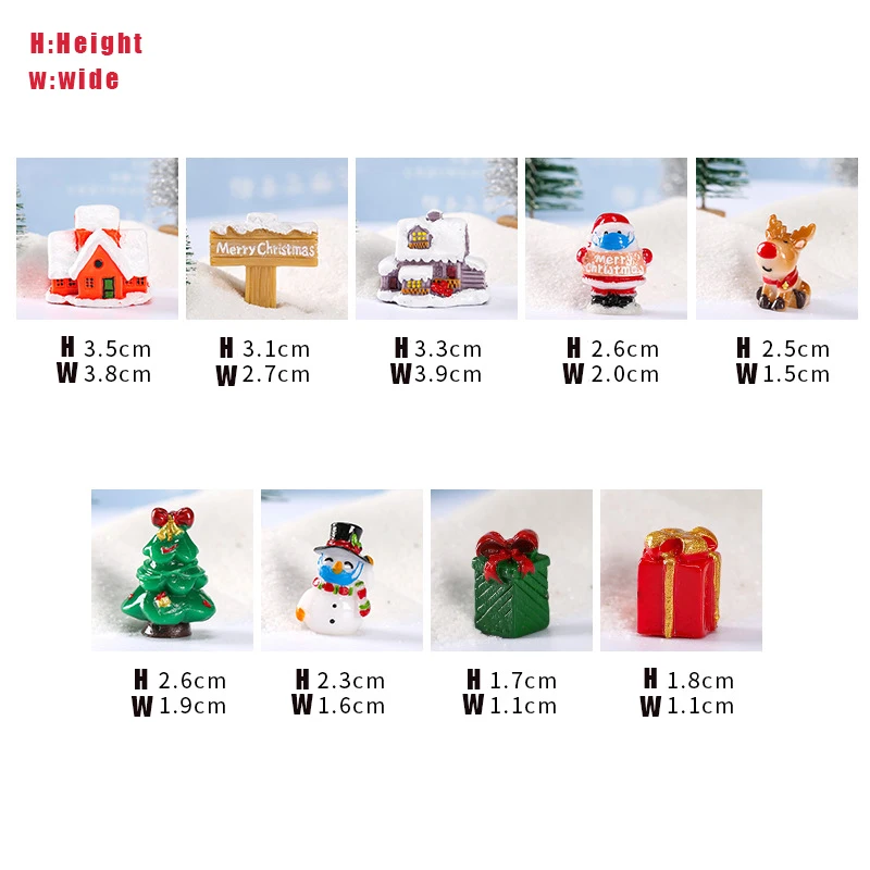 Christmas Santa Claus Micro Landscape Aquarium Decorations 9PCS Snow Fish Tank Garden Potted Plant Decoration Scene Gift