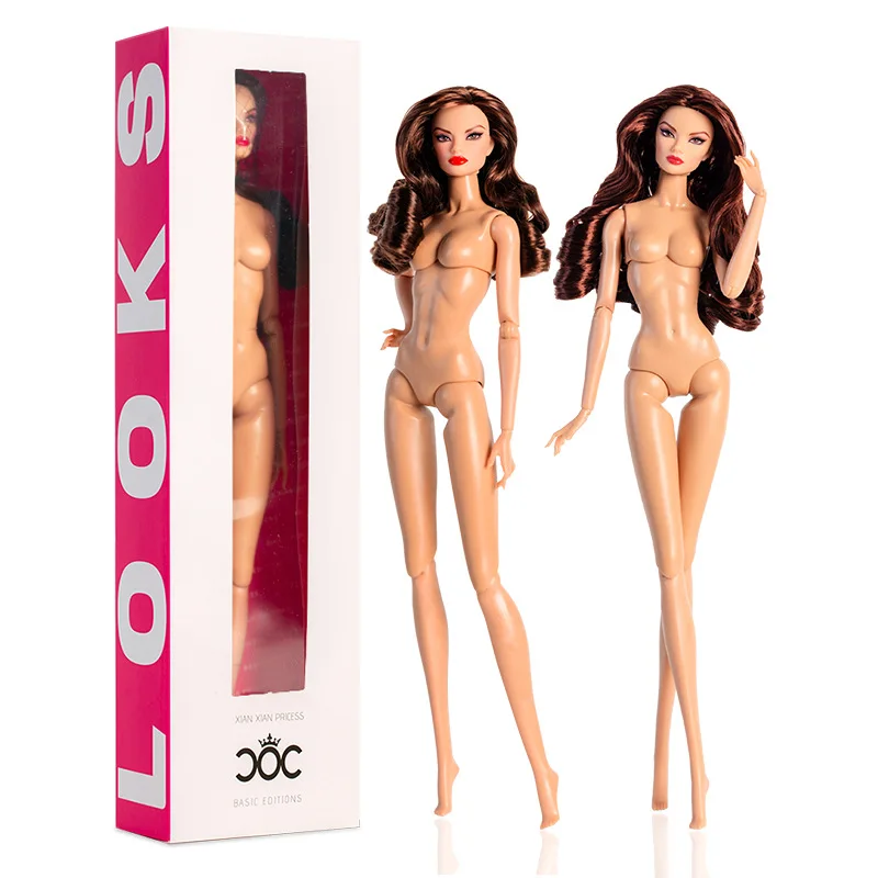 32cm Supermodel Movable Doll 2025 new design 1/6 nude naked with normal skin brown hair 12 joint movable body + head diy toy Movable Dolls